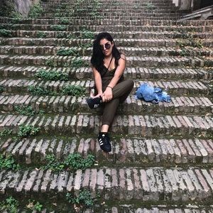 Military green romper. Worn 1x. Charlotte Russe